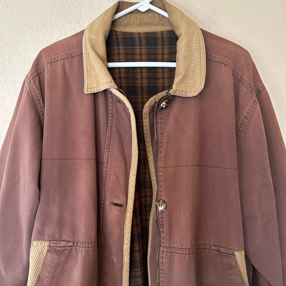 Vintage Women’s Flannel Lined Chore Work Barn Coat Jacket Corduroy Collar L - Picture 5 of 10